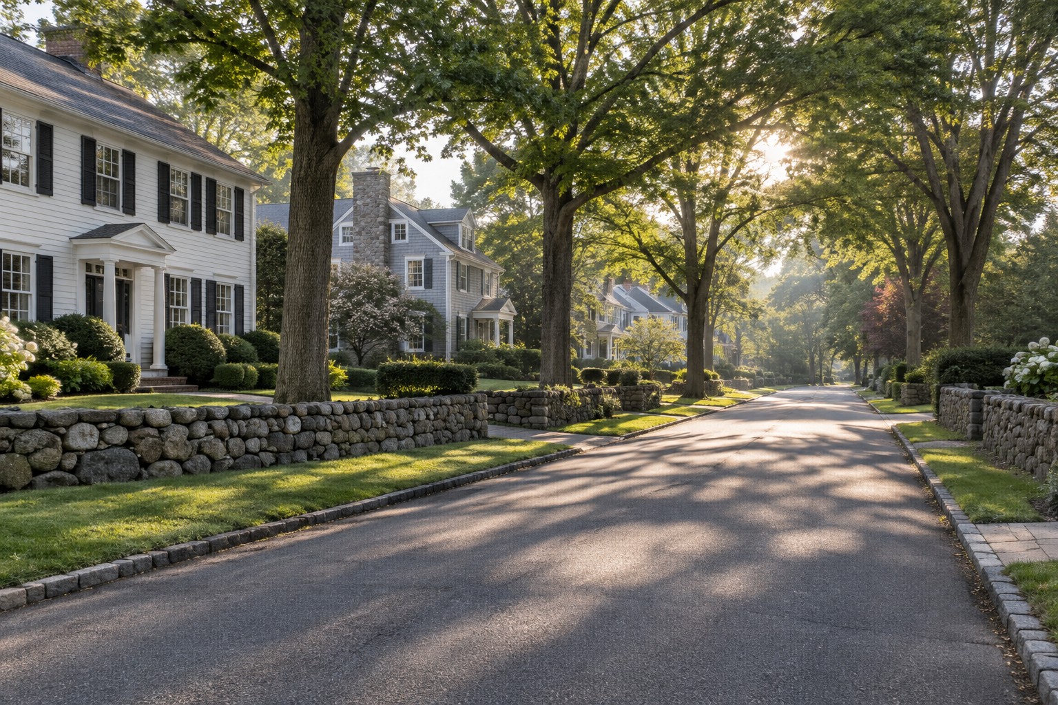 A Mendham New Jersey residential street, illustrative